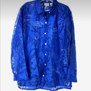 Chico’s Blue Linen Sheer Shirt